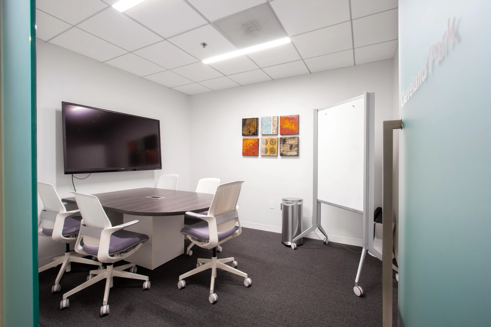 meeting conference room with podcast equipment technology